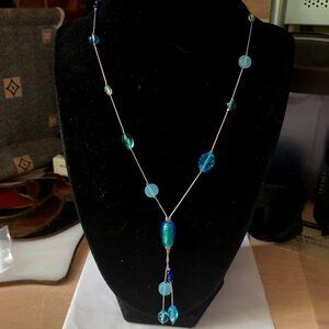 Sterling Silver Glass Beads Necklace Multicolor